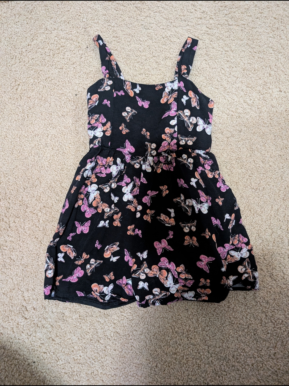 Black Butterfly Print Kids Romper - Pink & White Butterflies